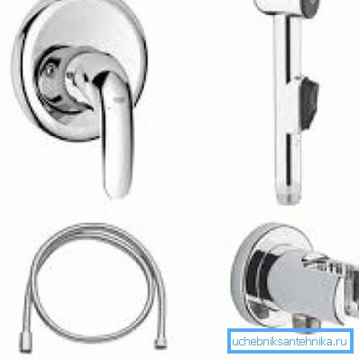 Hygieeninen suihkukokonaisuus, jossa on Grohe-sisäänrakennettu sekoitin Hygieeninen suihkukokonaisuus, jossa on Grohe-sisäänrakennettu sekoitin