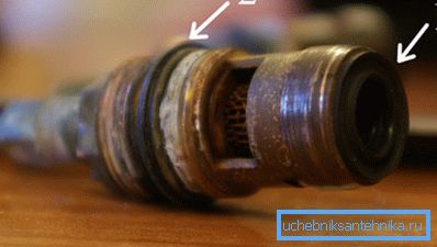 Kumitiivisteiden sijainti sekoittimen lukitusmekanismissa, jonka vauriot aiheuttavat lähes aina tämän tyyppisen vian Kumitiivisteiden sijainti sekoittimen lukitusmekanismissa, jonka vauriot aiheuttavat lähes aina tämän tyyppisen vian