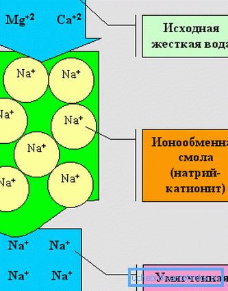Kun vesi pehmenee, magnesium- ja kalsiumionit korvataan natriumioneilla. Kun vesi pehmenee, magnesium- ja kalsiumionit korvataan natriumioneilla.