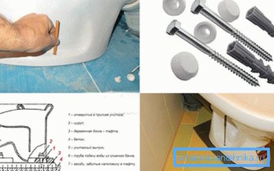 Tyypit wc-istuimen kiinnittäminen lattialle - tyynyillä, tafteella ja liimalla Tyypit wc-istuimen kiinnittäminen lattialle - tyynyillä, tafteella ja liimalla